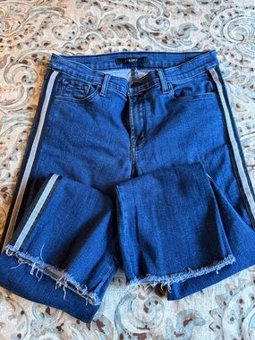 J Brand Dark Blue Ankle Jeans with Side Stripes